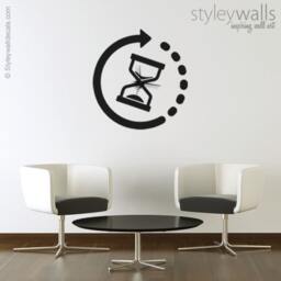 Sand Clock Wall Decal, Modern Sticker, Living Room Decor, Office - thumbnail 3