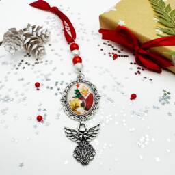 Memorial Ornament With Photo, Angel Ornament, Christmas in Heaven, Photo Bauble, Gift, Remembrance Ornament, Custom - thumbnail 3