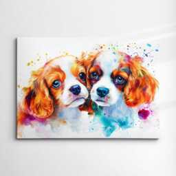 Cavalier King Charles Spaniels Abstract Paint Splash Dog Pet Wall Art, Framed Canvas Poster Print, Home Kitchen Office Room Decor - thumbnail 3