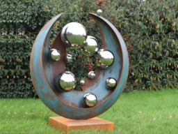 Large Corten Steel Sculpture - Orbital Echoes Outdoor Garden Art - thumbnail 1