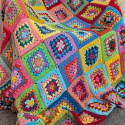 Crochet Blanket, Vintage Throw Retro Granny Square Blanket Throw, Christmas Gift For Him, Afghan - thumbnail 3