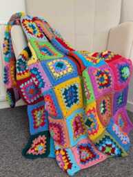 Crochet Blanket, Vintage Throw Retro Granny Square Blanket Throw, Christmas Gift For Him, Afghan - thumbnail 1