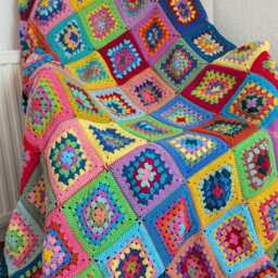 Crochet Blanket, Vintage Throw Retro Granny Square Blanket Throw, Christmas Gift For Him, Afghan - thumbnail 2