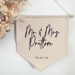 Personalised Mr & Mrs/& Banner Flag, Wall Decor, Wedding Gift, Anniversary Gift Cotton - thumbnail 2