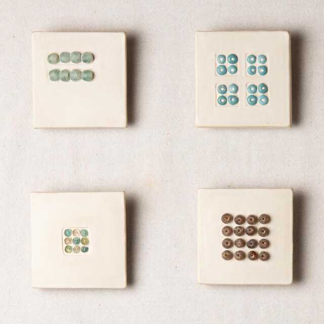 Mosaic Tile Wall Art Set Of 4, Mounted Art, 5 Inch Tiles - Made To Order Abacus - image 1