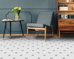 Minimalist Hash Template Vinyl Flooring, White Retro Floor Cover, Black Easy To Clean Sheet Floor, Pet Friendly - thumbnail 1