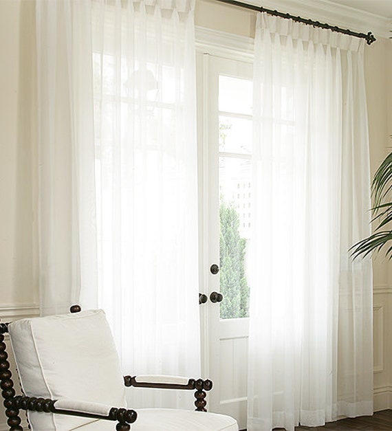 Pinch Pleat Sheer Voile Curtain Panel, Custom Size - image 1