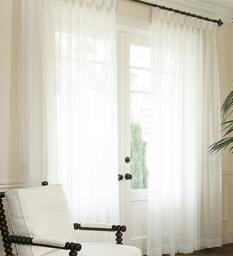 Pinch Pleat Sheer Voile Curtain Panel, Custom Size - thumbnail 1