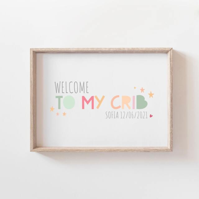 Welcome To My Crib Print, Baby Girl Gift, Nursery Wall Art, Girls Decor, Muted Prints, Art - image 1