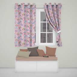 Cute Christmas Kittens Puppies Snow Globes Pink Background Seamless Pattern Readymade Eyelet Ring Top Thermal 100% Blackout Curtains - thumbnail 1