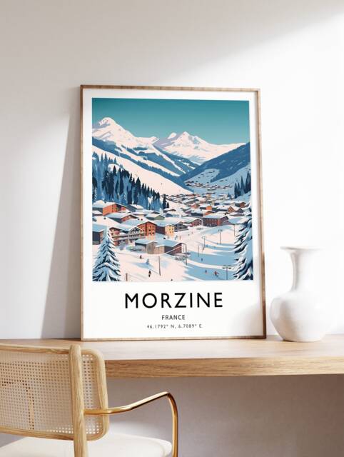 Morzine France Ski Poster Alpine Travel Print - image 1