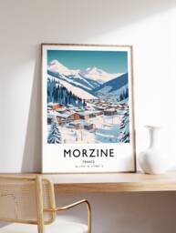 Morzine France Ski Poster Alpine Travel Print - thumbnail 1