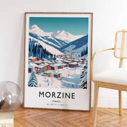 Morzine France Ski Poster Alpine Travel Print - thumbnail 3