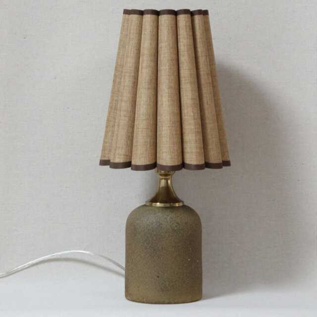 Handmade Tan Fabric Lamp With Brown Ceramic Base-57# - image 1