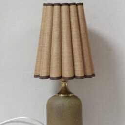 Handmade Tan Fabric Lamp With Brown Ceramic Base-57# - thumbnail 2