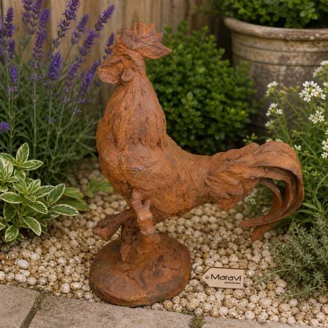 Rusty Rooster Garden Ornament 53cm - image 1