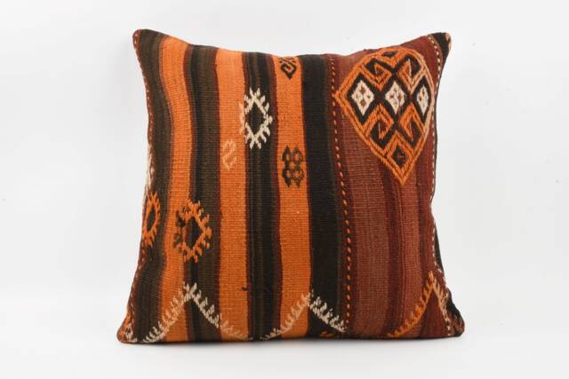Handwoven Kilim Pillow Cover - 24x24 Vintage Turkish Wool Embroidered Cushion - image 1