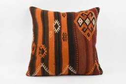 Handwoven Kilim Pillow Cover - 24x24 Vintage Turkish Wool Embroidered Cushion - thumbnail 1