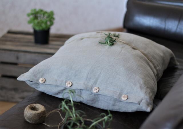 Natural Linen Pillow Case With Buttons Closure, Natural Bed Linen, Soft Pillowcase, Rustic Standard - image 1