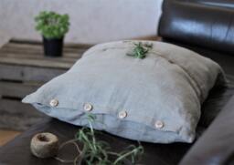 Natural Linen Pillow Case With Buttons Closure, Natural Bed Linen, Soft Pillowcase, Rustic Standard - thumbnail 1