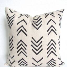 Farmhouse Pillows Gray & Black Throw Pillow Covers Brown Tribal Charcoal Flax Mud Cloth Euro Shams . All Sizes. Sale Clearance - thumbnail 2