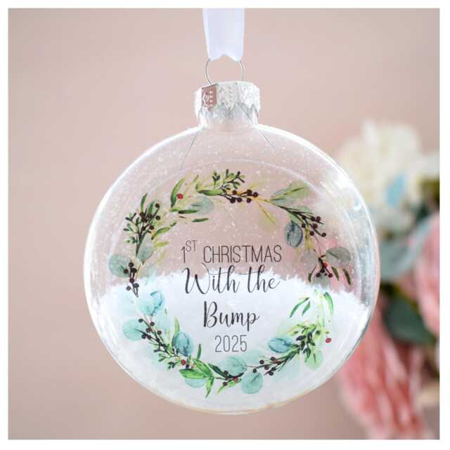 1st Christmas With The Bump 2025 Bauble. New Mummy & Daddy Tree Decoration. Baby Shower Boy Girl Neutral Mum Gift. Handmade Xmas Keepsake - image 1
