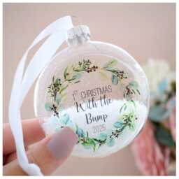 1st Christmas With The Bump 2025 Bauble. New Mummy & Daddy Tree Decoration. Baby Shower Boy Girl Neutral Mum Gift. Handmade Xmas Keepsake - thumbnail 2