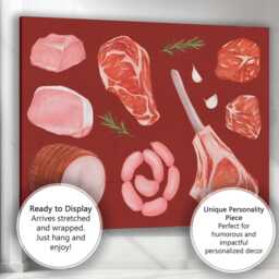 Butcher Meat Cuts Culinary Illustration Canvas Wall Art Print Decor Picture Ready To Hang - thumbnail 3