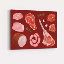 Butcher Meat Cuts Culinary Illustration Canvas Wall Art Print Decor Picture Ready To Hang - thumbnail 4
