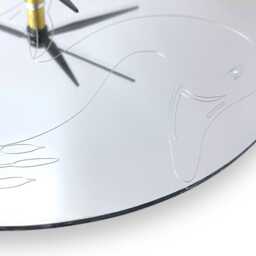 Etched Duck in The Reeds Round Mirrored Clocks - Custom Colours, Shapes Sizes & Woods - thumbnail 2