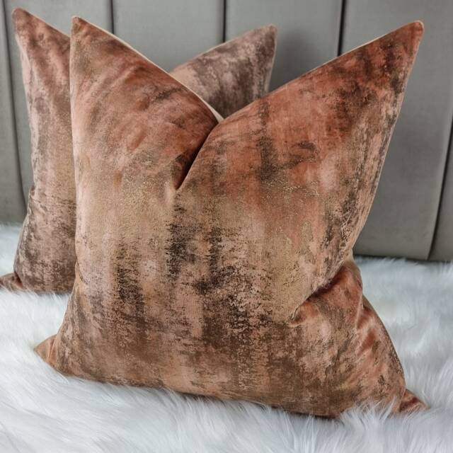 Shimmer Tum Paprika Bronze Metallic Cushion Cover Abstract Bronze Painted Design New Home Luxury Designer Handmade - Made To Order - image 1