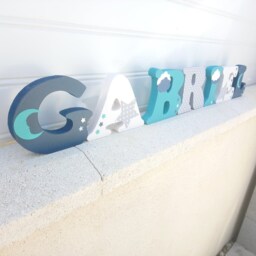 Wooden Letter, Personalized Letter Decoration Room, Baby, Decorative Letters Theme Stars Et Cloud - thumbnail 2