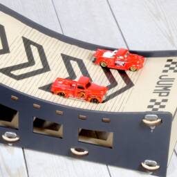 Personalized Toy Car Ramp, Wooden Race Track Garage, Gift For Monster Truck Loving Boy - thumbnail 3