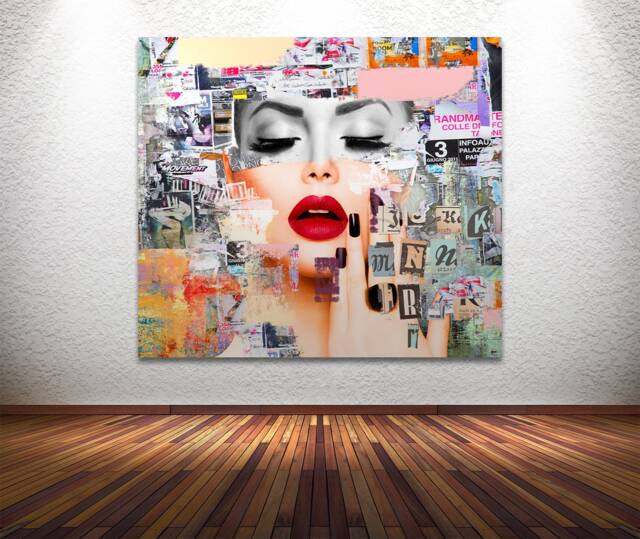 Abstract Female Portrait Collage Art Print Modern Canvas Or Matte Paper - image 1