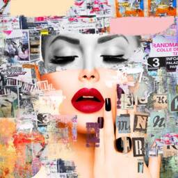 Abstract Female Portrait Collage Art Print Modern Canvas Or Matte Paper - thumbnail 2