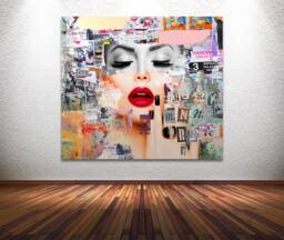 Abstract Female Portrait Collage Art Print Modern Canvas Or Matte Paper - thumbnail 1