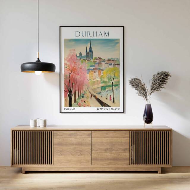 Durham Travel Print, Poster, United Kingdom Wall Art, Gift, British Decor, Cathedral Print - image 1