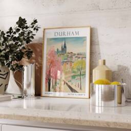 Durham Travel Print, Poster, United Kingdom Wall Art, Gift, British Decor, Cathedral Print - thumbnail 2
