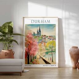 Durham Travel Print, Poster, United Kingdom Wall Art, Gift, British Decor, Cathedral Print - thumbnail 3