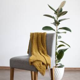 stone Washed Linen Throw Blanket With Fringe - Natural Bed Quilt - thumbnail 2