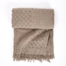 stone Washed Linen Throw Blanket With Fringe - Natural Bed Quilt - thumbnail 3