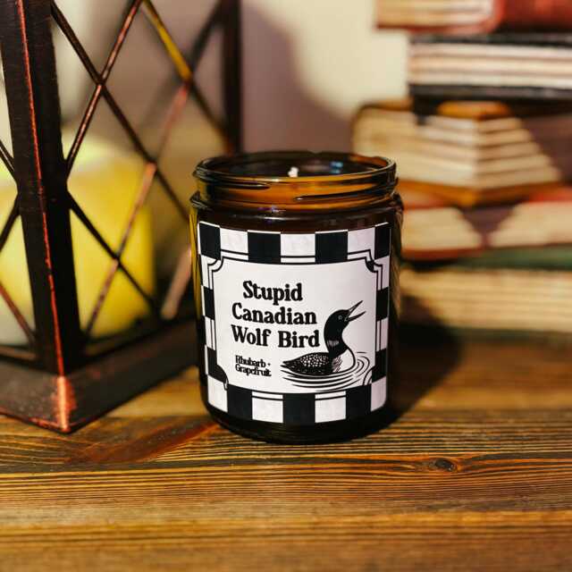 stupid Canadian Wolf Bird Rhubarb & Grapefruit Scented Candle, Ice Hockey - image 1