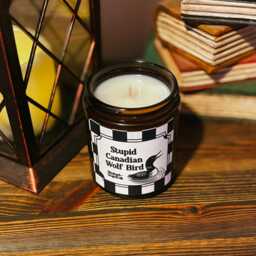 stupid Canadian Wolf Bird Rhubarb & Grapefruit Scented Candle, Ice Hockey - thumbnail 2