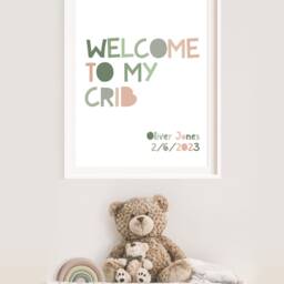 Welcome To My Crib Print, Sage Green, Boys Nursery Wall Art, Baby Boy Gift, Newborn, Decor - thumbnail 3