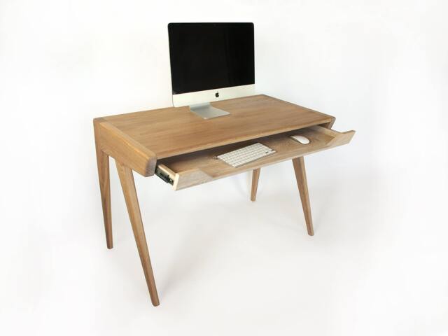 Solid Oak Wood Desk With Keyboard Tray - image 1
