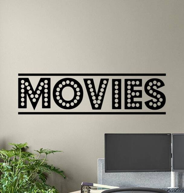Movies Sign Cinema Wall Decal Showtime Poster Home Theater Quote Vinyl Sticker Print Mural Gift Video Decor Film Strip Art 7K67 - image 1