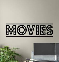 Movies Sign Cinema Wall Decal Showtime Poster Home Theater Quote Vinyl Sticker Print Mural Gift Video Decor Film Strip Art 7K67 - thumbnail 1