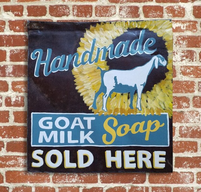 Reclaimed Rusty Metal Handmade Goat Milk Soap Sold Here Sign - image 1