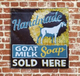 Reclaimed Rusty Metal Handmade Goat Milk Soap Sold Here Sign - thumbnail 1