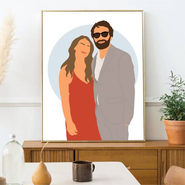 Minimalist Custom Illustration PDF, A5, A4, A3 - Couple, Family, Friends, Gift, Wedding, Pregnancy, Animals - image 1